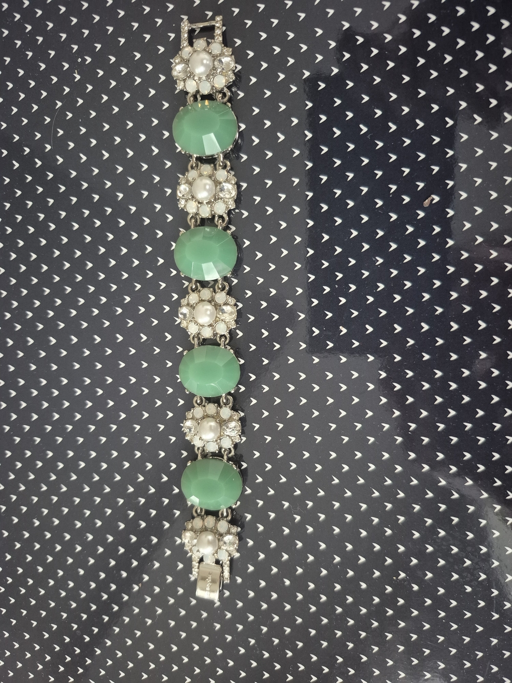 Lia Sophia Mint Green Stone, Pearl & Clear Crystal Bracelet - Picture 5 of 5
